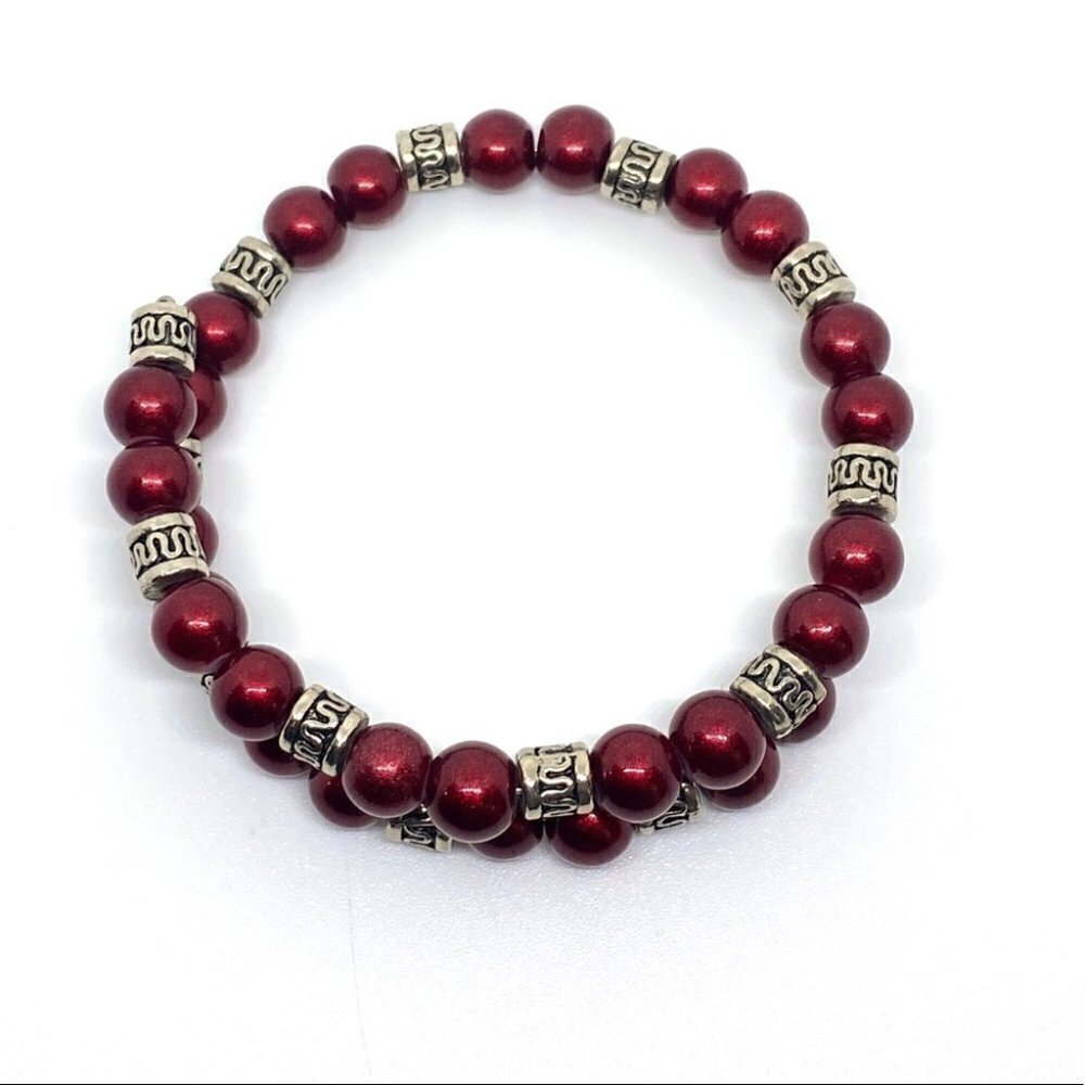 Red and Silver Adjustable Wrap Bracelet